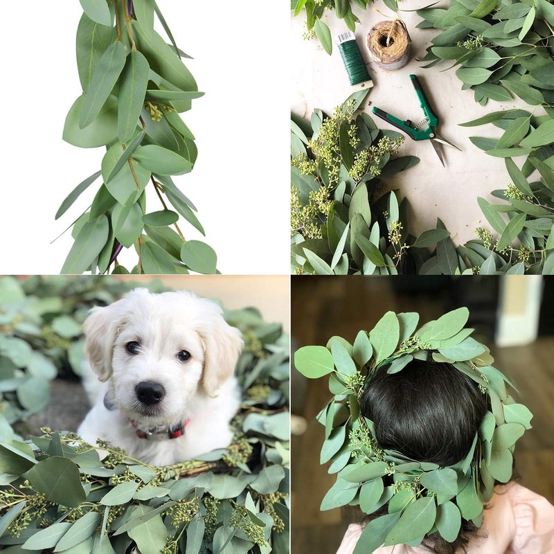 DearHouse 5.5ft Seeded Eucalyptus Garland, Artificial Vines Faux Eucalyptus Leaves Table Garland Artificial Greenery Wedding Backdrop Arch Wall Decor - Image 4